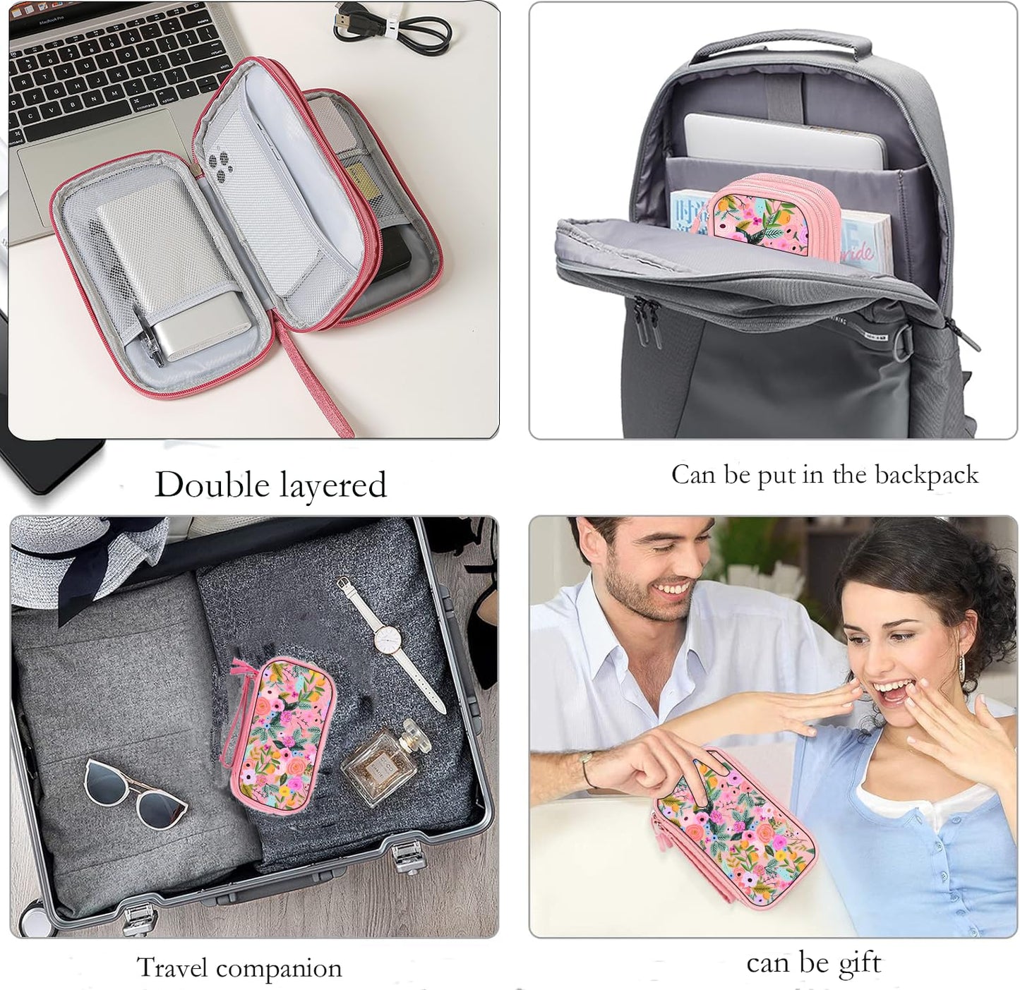 Uioeua for Electronic Organizer, Travel Cable Organizer Bag Pouch Electronic Accessories Carry Case Portable Waterproof Double Layers Storage Bag for