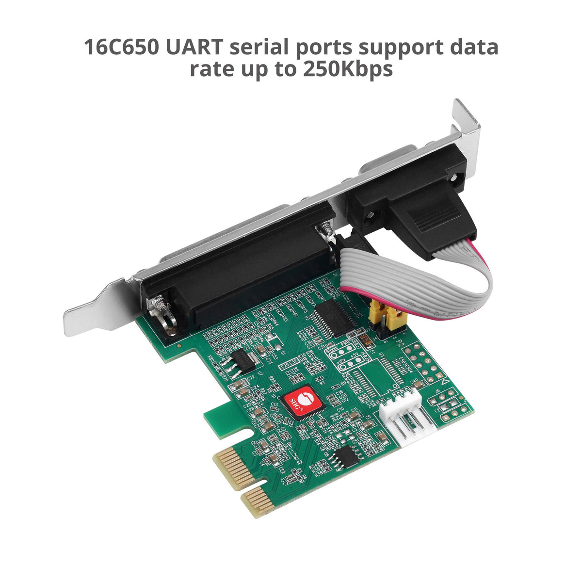 SIIG 1-Port RS-232 and 1-Port Parallel PCIe Card, 16C650 UART, JJ-E20311-S1