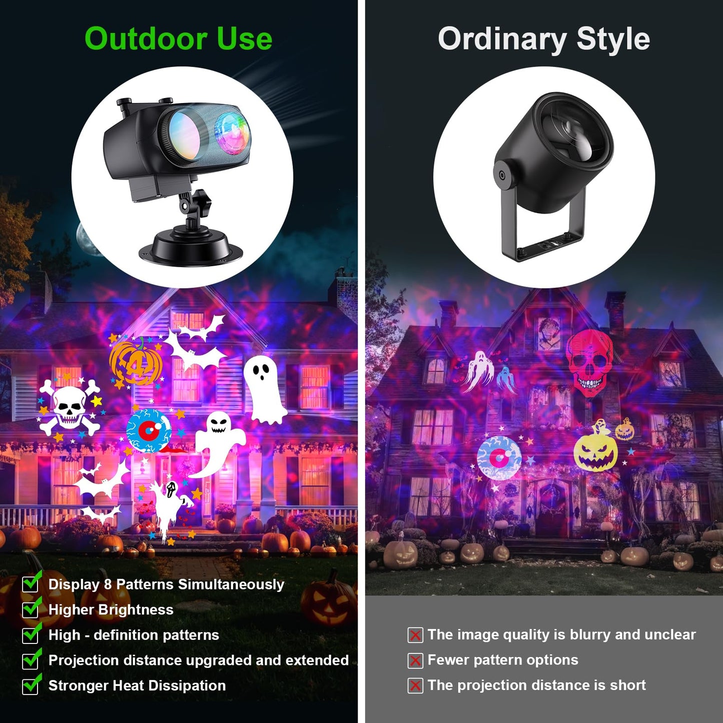 2026 Upgrade Halloween Christmas Projector Lights Decorations, COOLWUFAN Outdoor Indoor Holiday Projector Lights with Remote and 20 HD Effects(3D