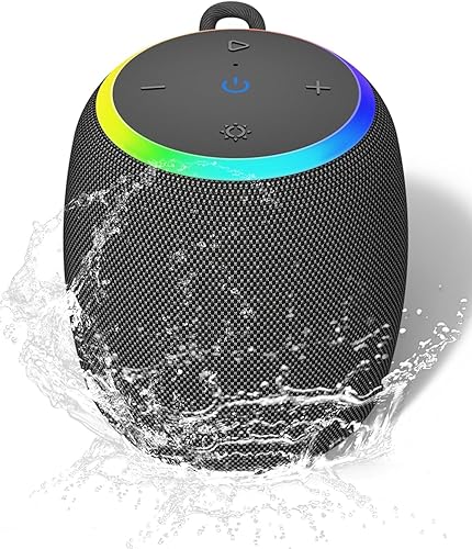 ZICOROOP Bluetooth Speaker, Portable Wireless Bluetooth 5.3, 15W Clear Bass, IPX6 Waterproof, LED Lights, AUX/TF/USB, Dual TWS Pairing, 12H Playtime