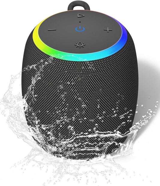 ZICOROOP Bluetooth Speaker, Portable Wireless Bluetooth 5.3, 15W Clear Bass, IPX6 Waterproof, LED Lights, AUX/TF/USB, Dual TWS Pairing, 12H Playtime