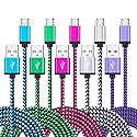 FiveBox Micro USB Charger Cable, 5-Pack 6ft Micro USB Cable Cord Braided Fast Charging Phone Charger for Samsung Galaxy J3 J7 S6 S7 Edge, Tablet, LG