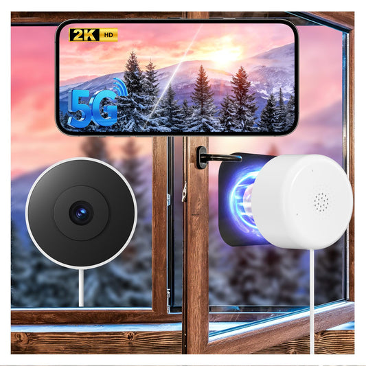 4MP/2K Window Camera for Home Security, 2Pack No Drill 5G&2.4G WiFi Indoor Security Cameras, Outdoor Monitoring thru Glass, Blacklight Color Night
