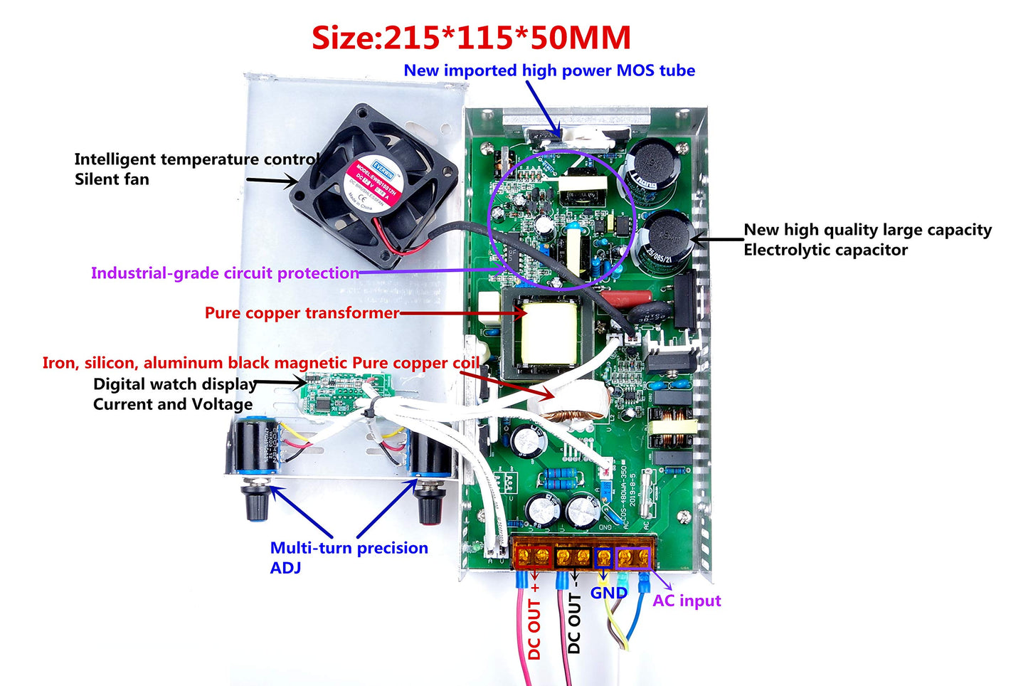 LIVISN Adjustable DC Power Voltage Converter AC 110V - 220V to DC 0-48V 0-10A Module Switching Power Supply Digital Display 500W Voltage Regulator…