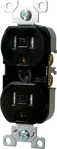 Eaton TRBR15BKBXSP 15-Amp 3-Wire 125-Volt Tamper Resistant Commercial Grade Duplex Receptacle 2-Pole, Black
