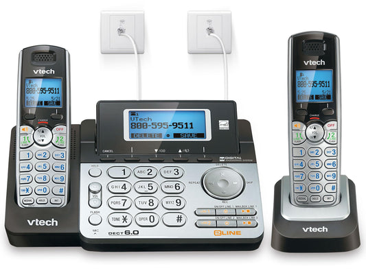 VTech DS6151-2 2-Line Expandable Cordless Phone System with 2 Handsets, Digital Answering System, Caller ID, DECT 6.0 - Home & Small Business