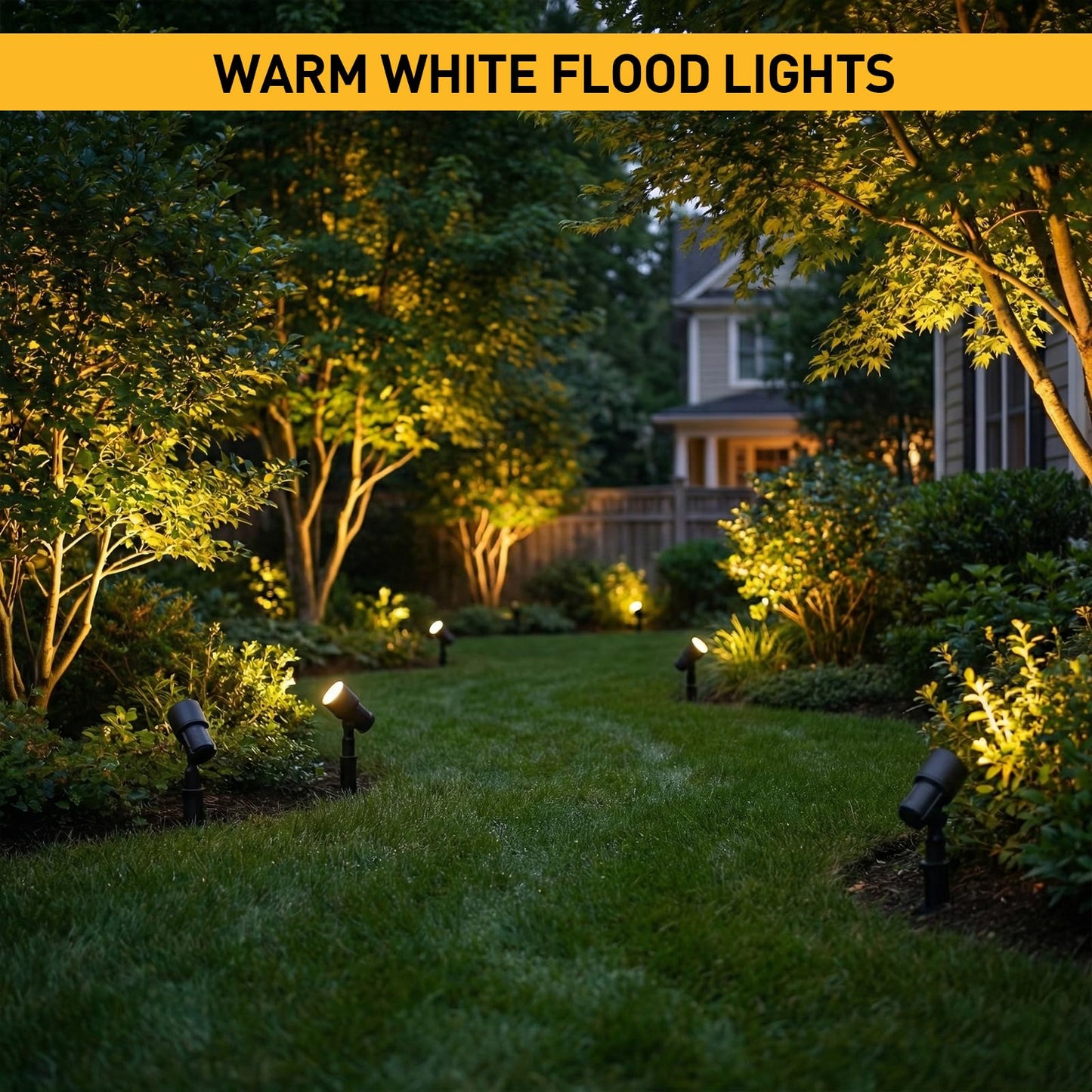 GOLDEN STAR Low Voltage Landscape Lighting 3W LED Spot Lights 12V AC Warm White Outdoor Landscape Lights 200Lumen for Driveway, Yard, Lawn, Flood