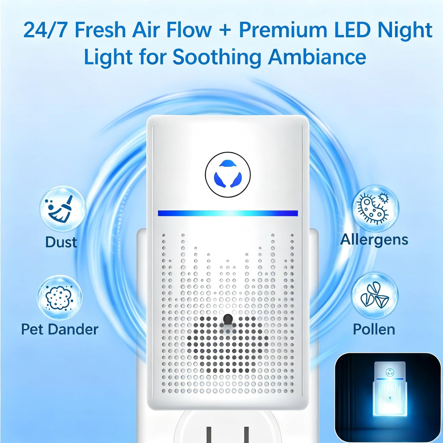 Air Ionizers for Home 4 Pack, Air Purifiers Plug in for Bedroom, Office, Kitchen, Quiet Portable Air Freshener for Odor, Smoke, Pets, Fresh Odor