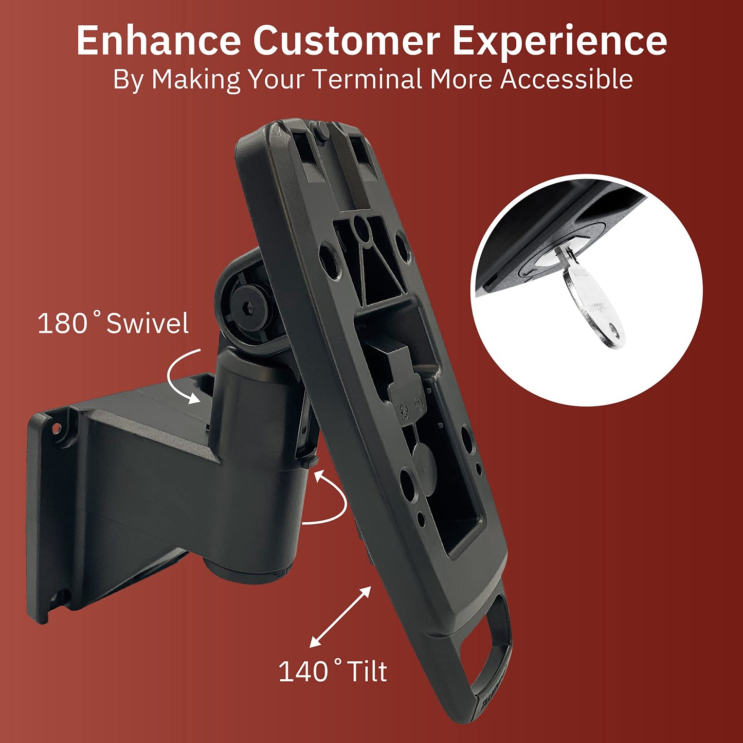ENS Tailwind Verifone Mx915/Mx925 7" Latch and Key Lock Wall Mount Terminal Stand, Black