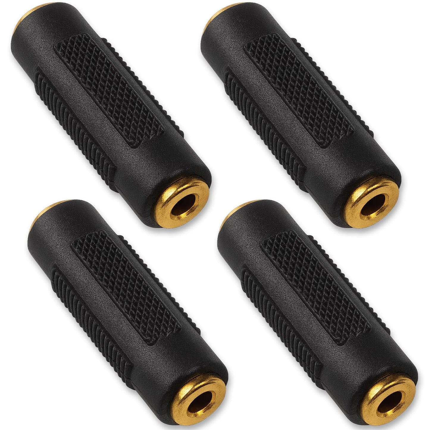 Brvlsoc 3.5mm Stereo Jack Female-to-Female Audio Adapter (4-Pack) - Gold-Plated Coupler Connector for Extending 3.5mm AUX Cables