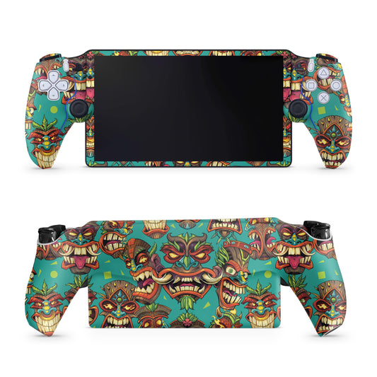 Gaming Skin Compatible with PS5 Portal Remote Player - Crazy Tikis - Premium 3M Vinyl Protective Wrap Decal Cover - Easy to Apply | Crafted in The USA