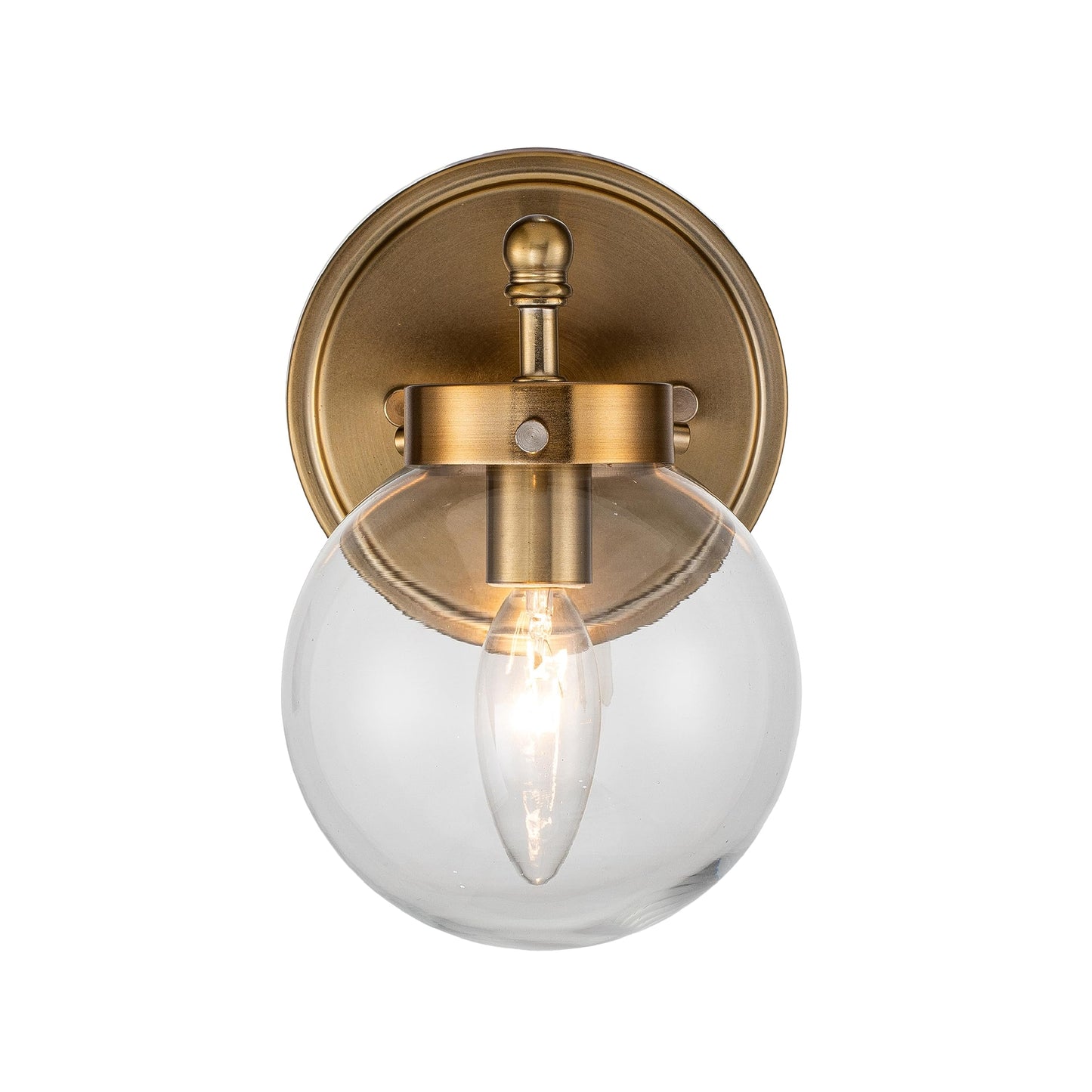 Aspen Creative 62338-13-1, One-Light Metal Bathroom Vanity Wall Light Fixture, 5" Wide, Transitional Design in Warm Brass