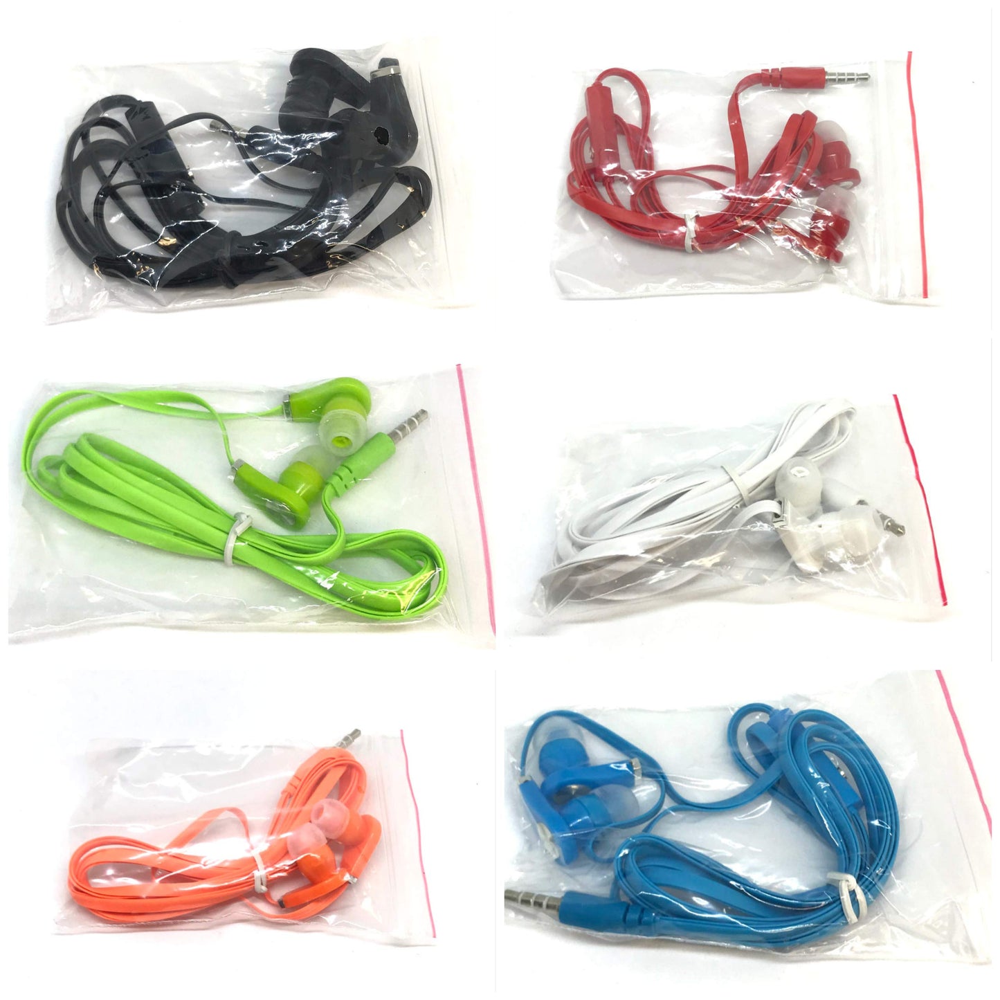 TFD Supplies Wholesale Bulk Earbuds with Microphone Headphones 100 Pack for iPhone, Android, MP3 Player - Mixed Colors