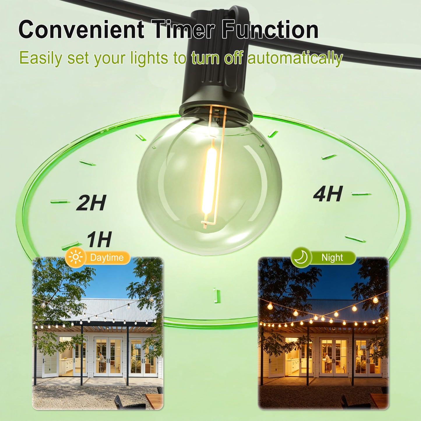 Outdoor-String-Lights-Patio-LED-Light-Outside 300FT Waterproof Dimmer Remote Outdoor Lighting with 3 Modes G40 Globe Plastic LED Bulbs Hanging Lights