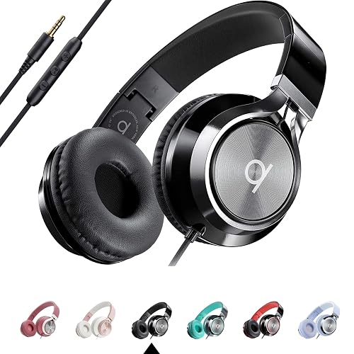 ARTIX CL750 Wired Headphones with Mic - Noise Isolating On-Ear Headphones for Computer and Laptop Wired, Plug in Corded Headphone with Wire (Foldable