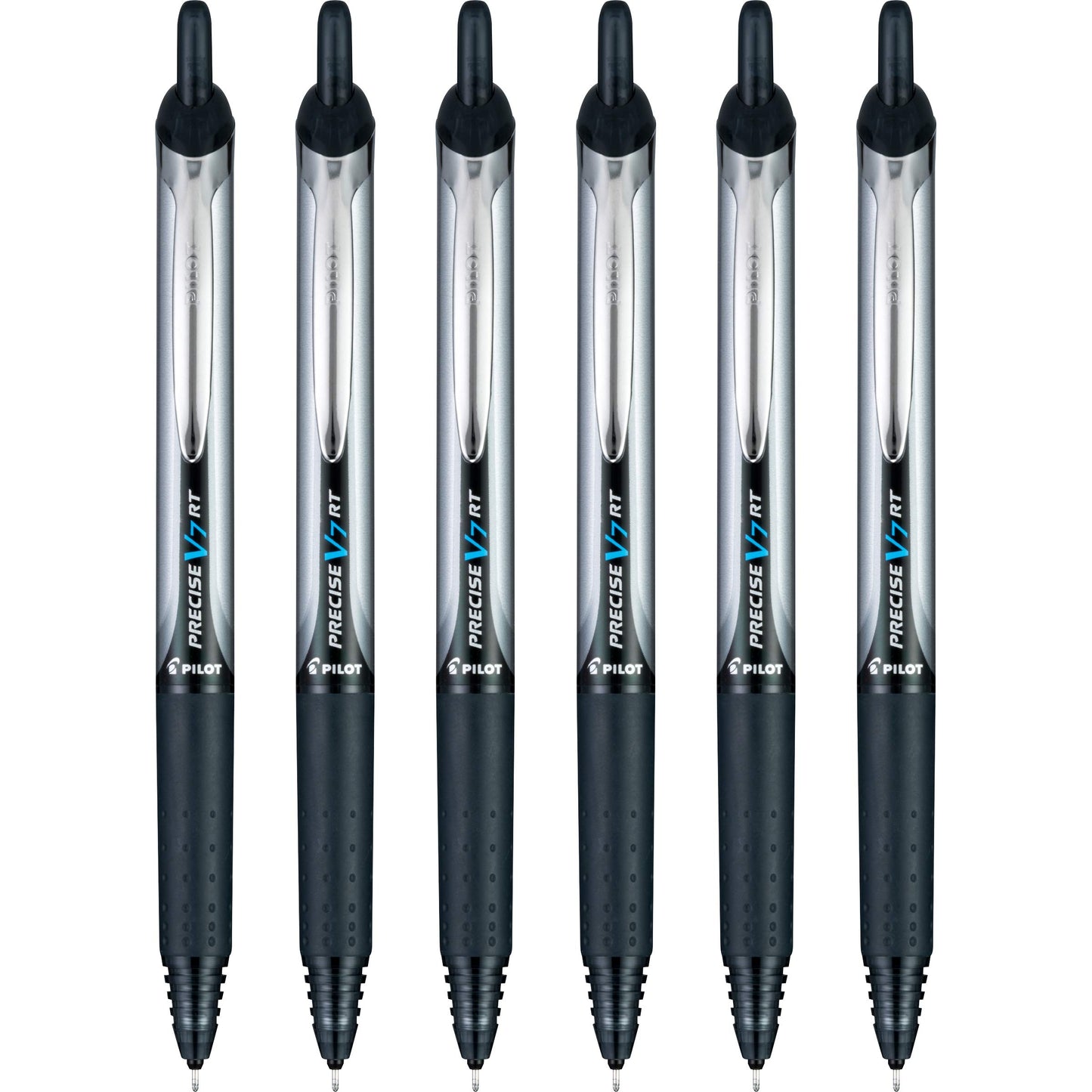 Pilot Precise V7 RT Refillable & Retractable Liquid Ink Rollerball Pens, Black Ink Pens, Fine Point (0.7 mm), 6-Pack - Ideal for School, Journaling