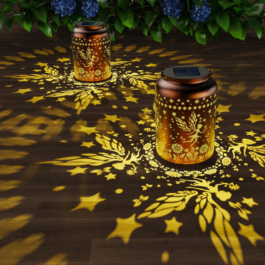 2 Pack Fairy Solar Lantern - Ideal Gift for Mom Women Birthday & Christmas Waterproof Outdoor Garden Lights Hanging Standing Metal Garden Gifts Decor
