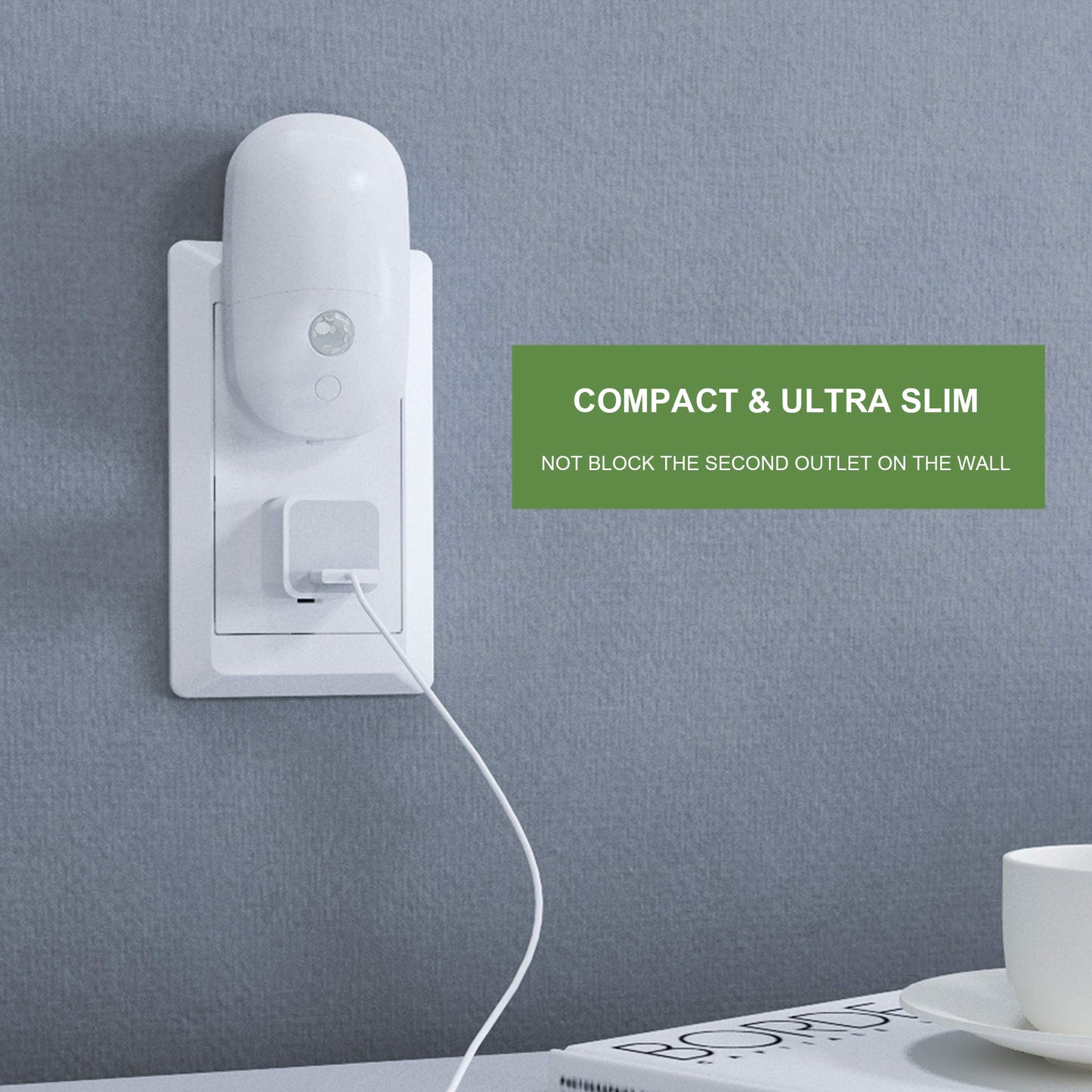 MAZ-TEK Plug in Motion Sensor Dimmable Night Light, Soft Warm White LED Nightlight with Dusk to Dawn Motion Sensor, Adjustable Brightness for Bedroom