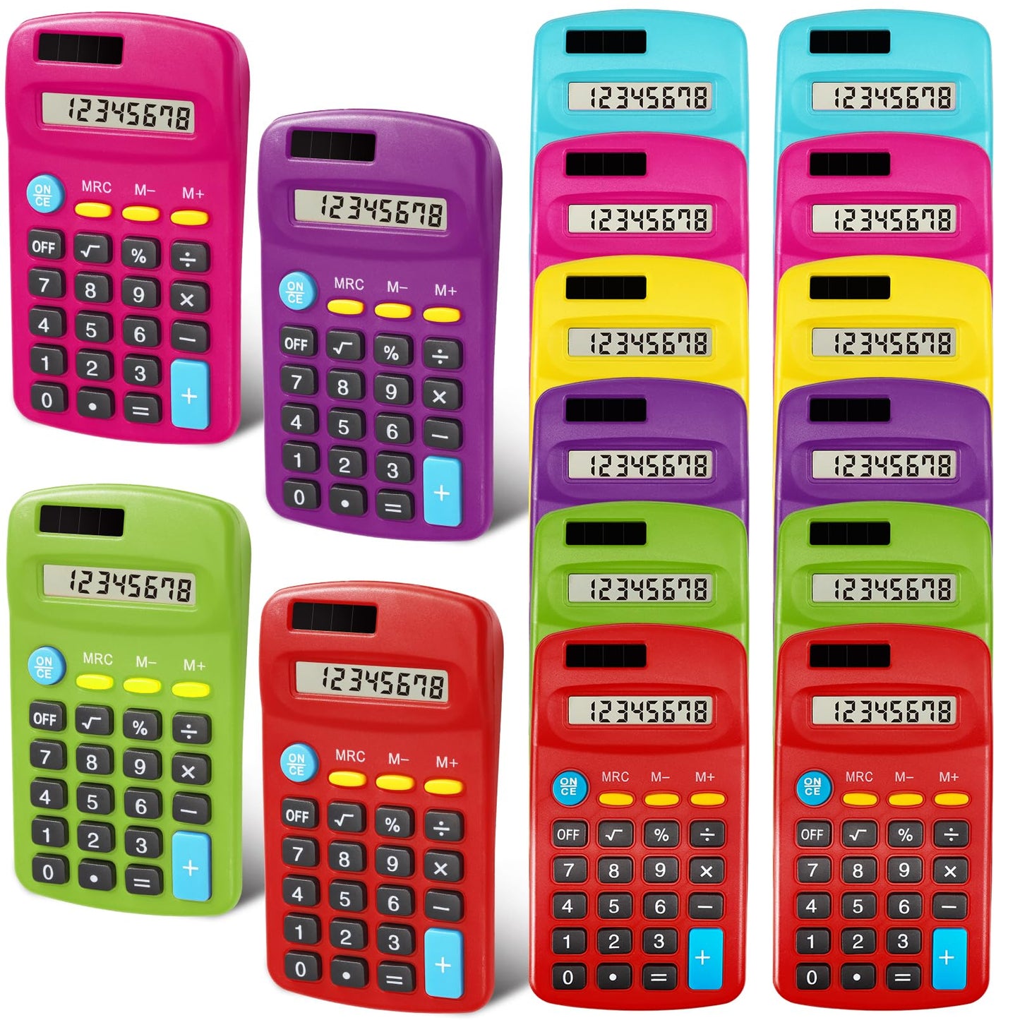 Enjamyo 12 Pieces Pocket Calculators,Pocket Mini Calculators,8 Digit Display Basic Calculator,Solar Battery Dual Power Function Calculator