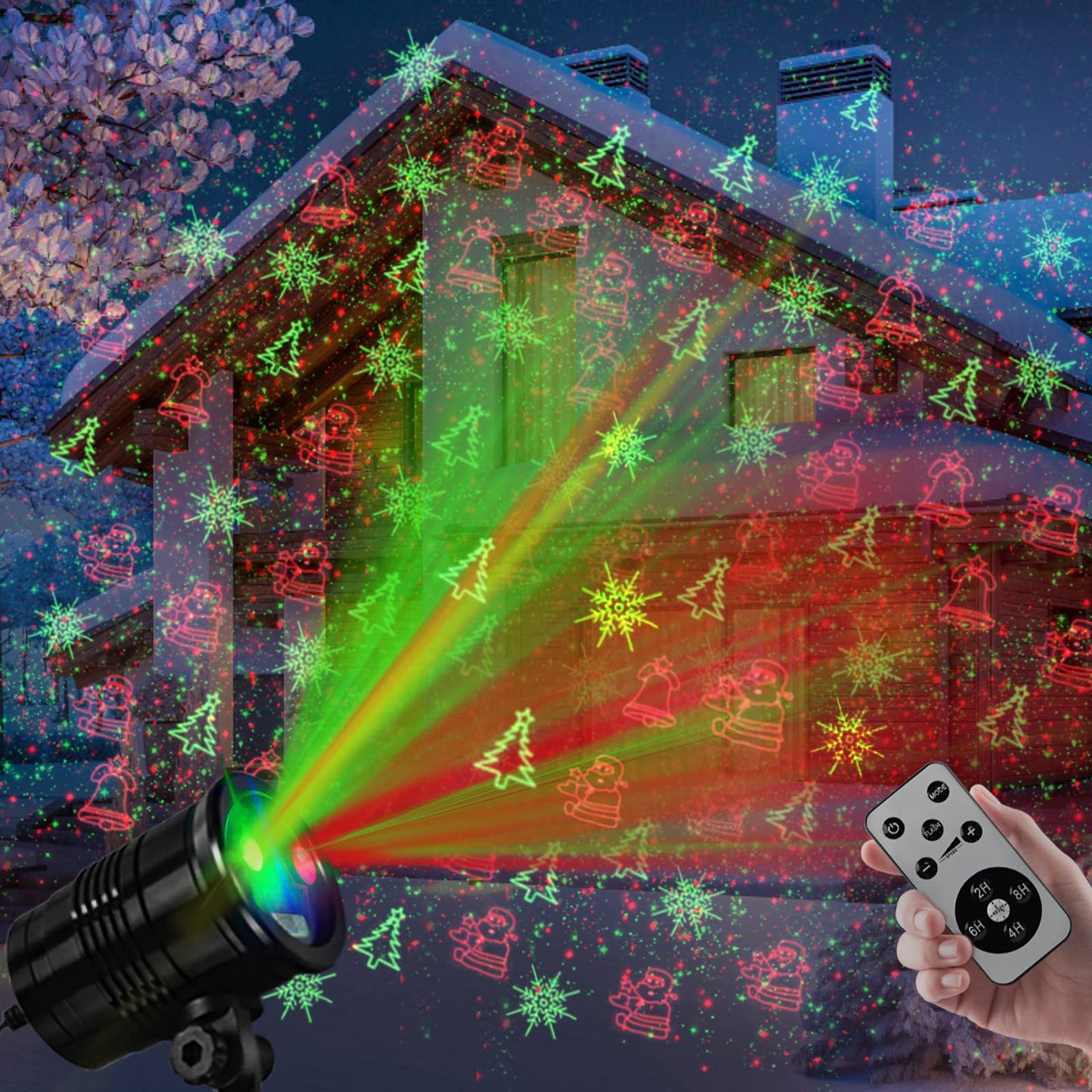 Christmas Laser Lights Outdoors Decoration Projector Light Waterproof LED Star Show for Xmas Decor House Home Yard Garden Patio Wall Indoor, Red