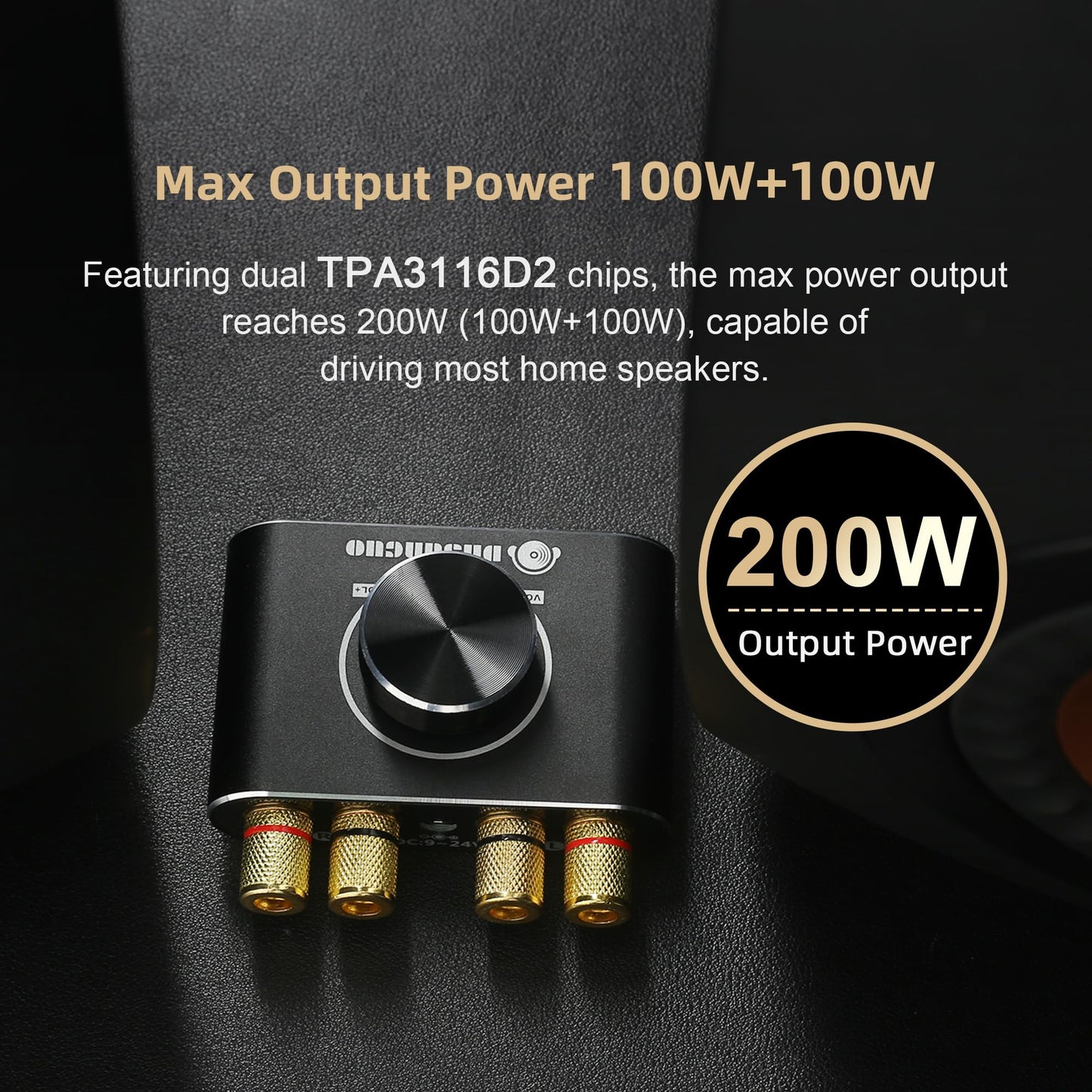 X100H Audio Amplifier 2.0 Channel 100W+100W TPA3116D2 Power Amplifier,Supports Bluetooth5.1/USB/3.5mm AUX Input