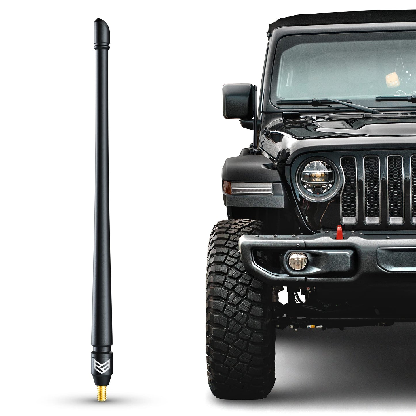 Ronin Factory Short Antenna for Jeep Wrangler Rubicon Gladiator Sahara Sport 4xe JK JL 2007-2023 Jeep Wrangler Accessories Jeep Gladiator Accessories