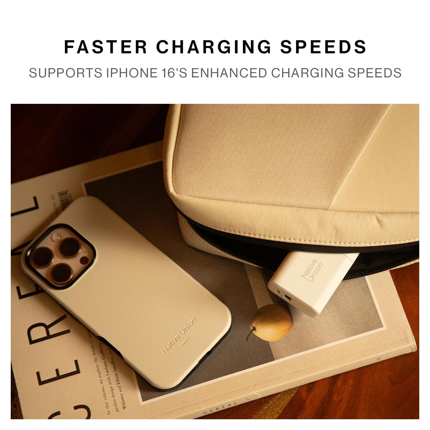 Native Union Fast GaN Charger PD45W - Ultra-Compact Two-Port Power Delivery Enabled USB-C & USB-A Travel Charger - Up to 45W - MacBook Air, iPads