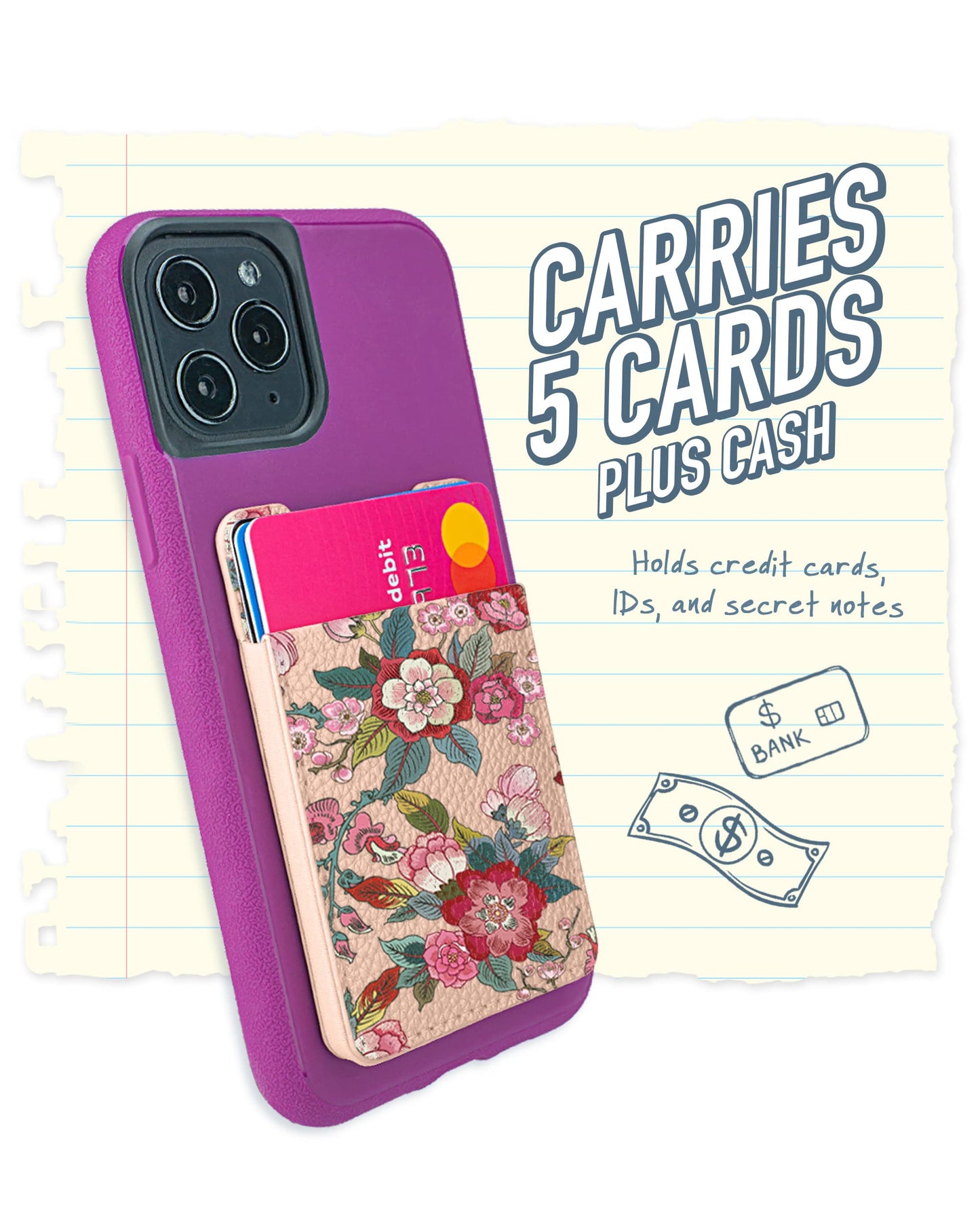 Smartish Stick-on Phone Wallet - Sidecar Slim Expandable Credit Card Pocket - Universal Fit- iPhone and Android - Flavor Of The Month