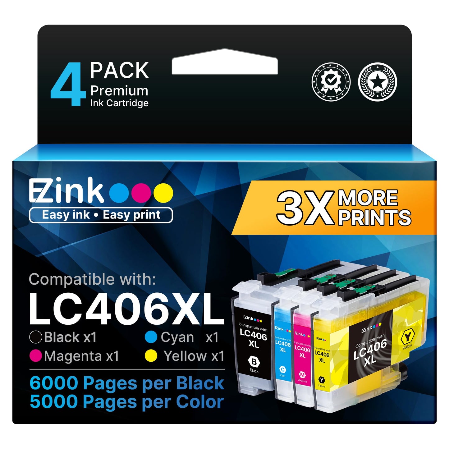 E-Z Ink LC406XL Ink Cartridges for Brother Printer MFC-J5855DW MFC-J4335DW