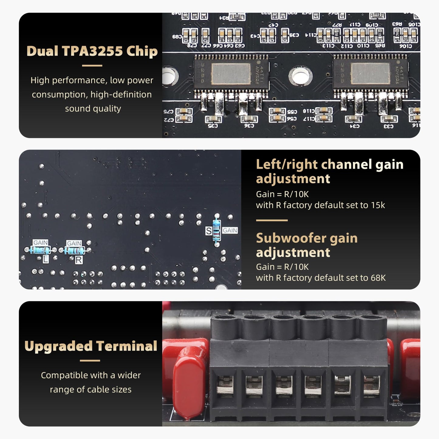 2.1 Channel Power Amplifier Board 300W+300W+600W, TPA3255 Chip with Bluetooth?AUX and USB Inputs, Audio Power Amplifier with Antenna (S600X-W)