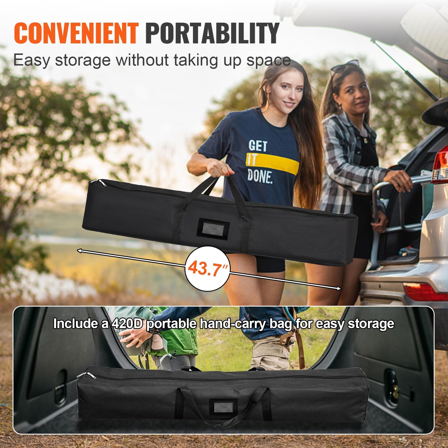 VEVOR Outdoor Movie Screen w/Stand, 150" Portable Movie Screen, 16:9 HD Wide Angle Outdoor Projector Screen, Front & Rear Projection, w/Storage Bag