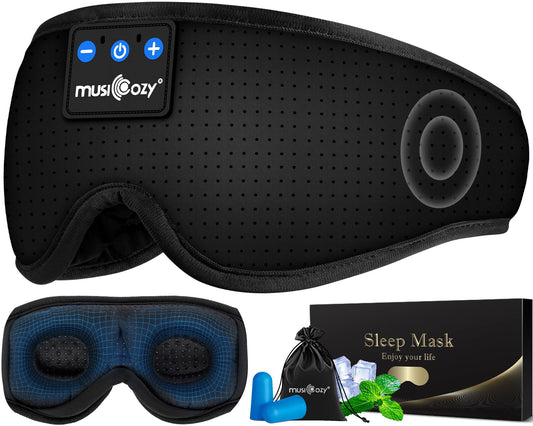 MUSICOZY 3D Bluetooth Sleep Mask with Headphones, Wireless Music Sleep Headband Eye Mask for Side Sleepers, Ideal for Sleeping, Travel, Meditation…