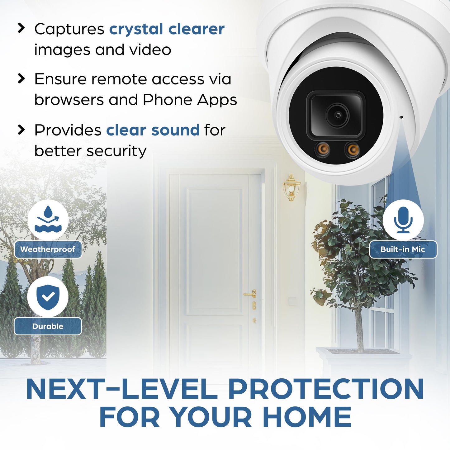 Auview 4K PoE Turret Dome Camera (8MP STARVIS) with Microphone, Smart Dual-Light 100ft Color Night Vision, IP67 Weatherproof Indoor/Outdoor, 110° Wide