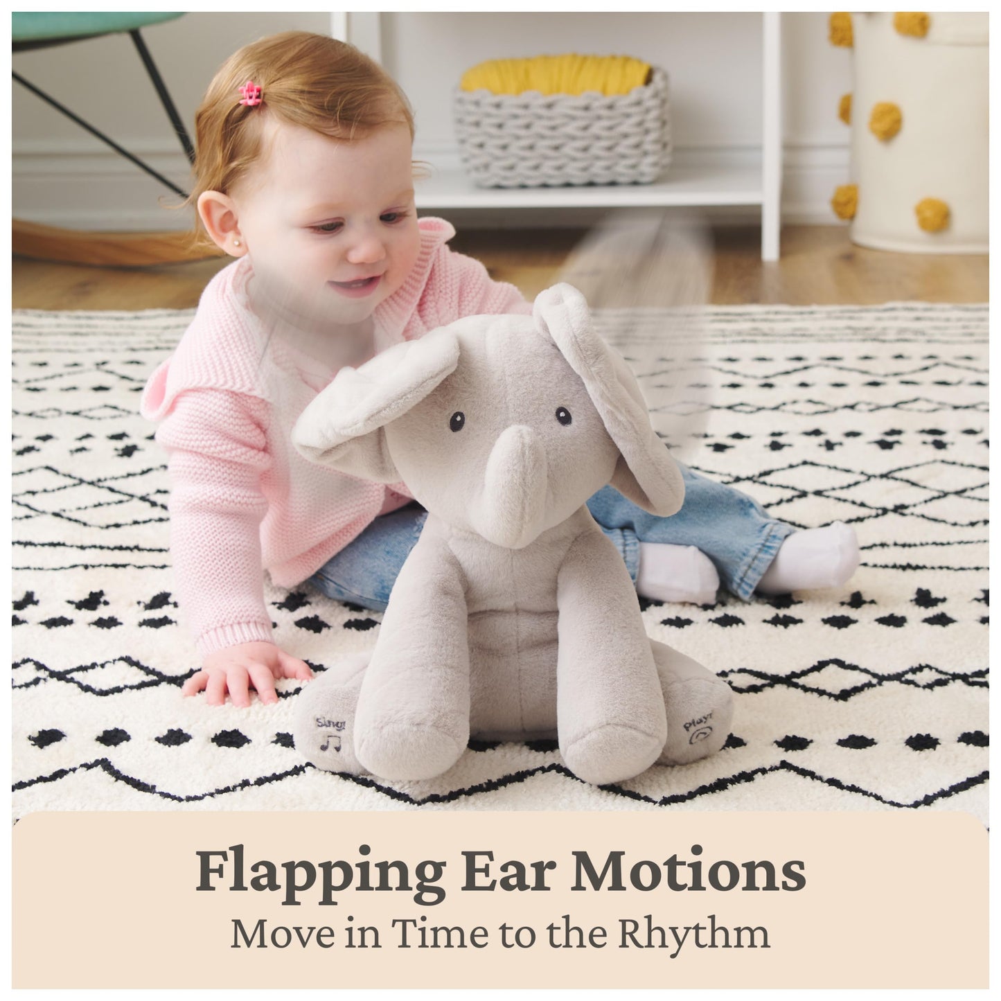 Baby Gund Animated Flappy The Elephant Plush, Singing Stuffed Animal Baby Toy for Ages 0 and Up, Gray, 12"