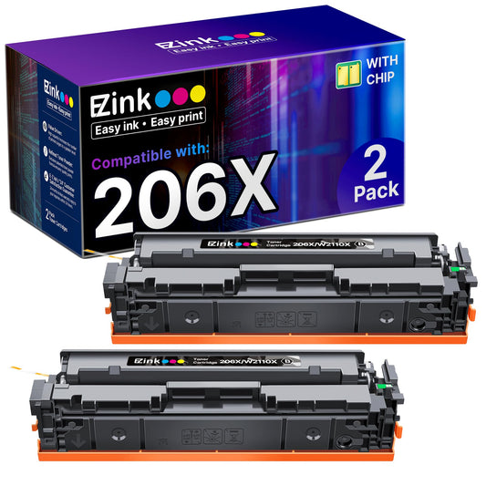 206X Black Toner Cartridges 2 Pack for HP M283fdw M283cdw M255dw