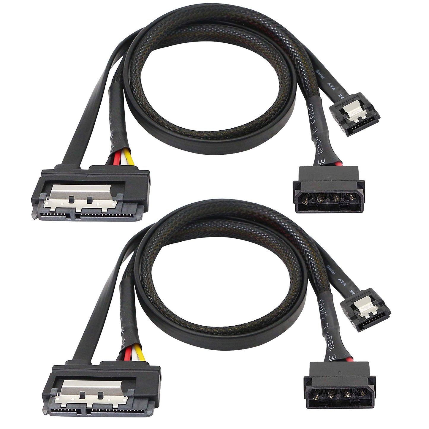 SATA 6G Data Cable, SATA Power 2-In-1 Extension Cord, LP4 IDE 4 pin to SATA 15P Female with Serial ATA III 7 Pin Female for HDD, SSD, Optical Drives