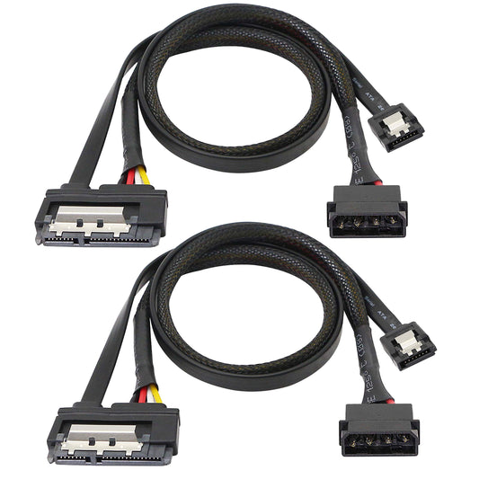 SATA 6G Data Cable, SATA Power 2-In-1 Extension Cord, LP4 IDE 4 pin to SATA 15P Female with Serial ATA III 7 Pin Female for HDD, SSD, Optical Drives