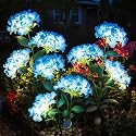 YAODEMA Garden Lights Solar Flower Light, LED Solar Powered Outdoor Light Decor for Path Yard Walkway Patio Balcony Lawn, Hydrangea Artificial Flower