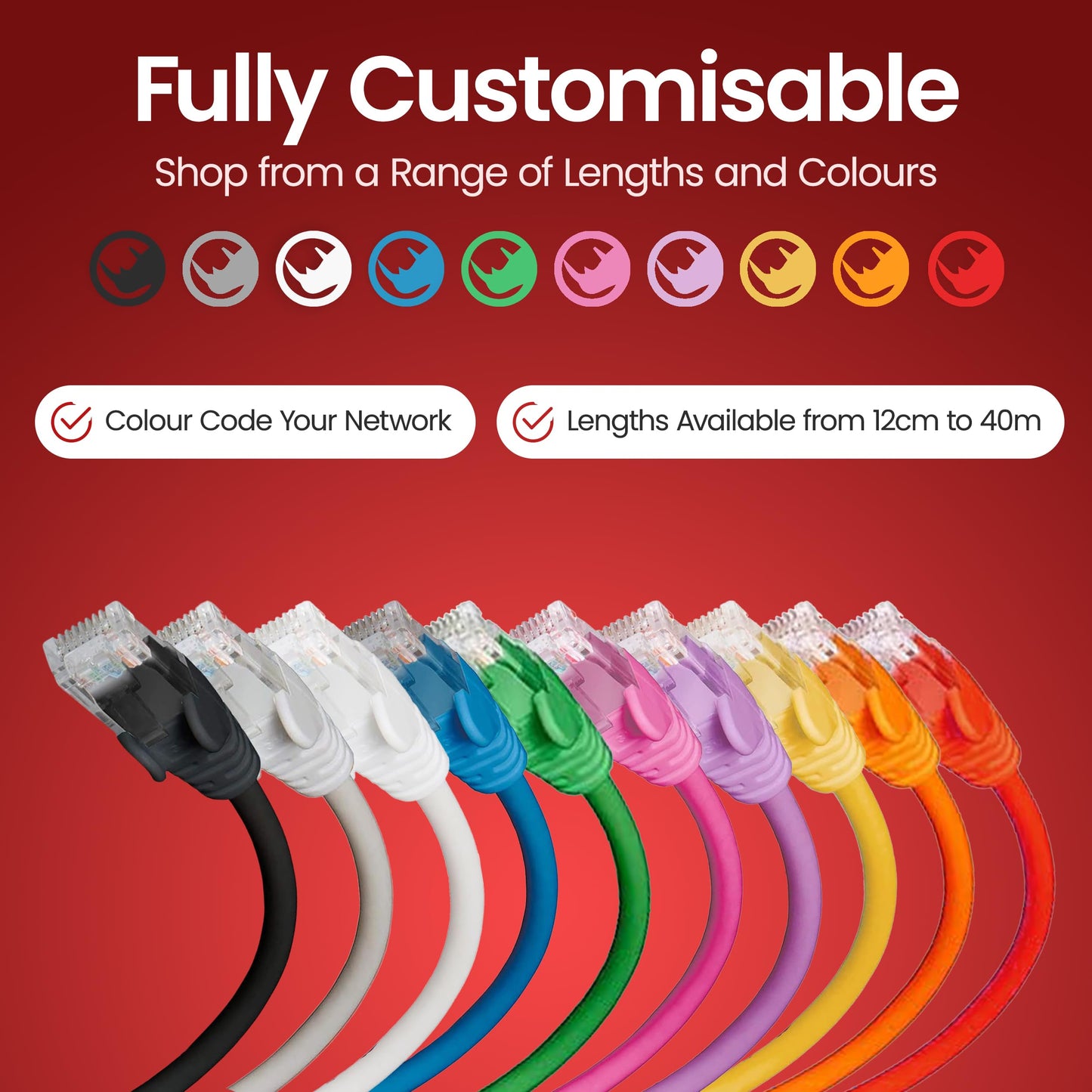 rhinocables CAT 6 High-Speed Gigabit Ethernet Cable - Patch Network Lead for LAN| Snagless UTP with LSZH Jacket | RJ45 Connector - Internet, Router