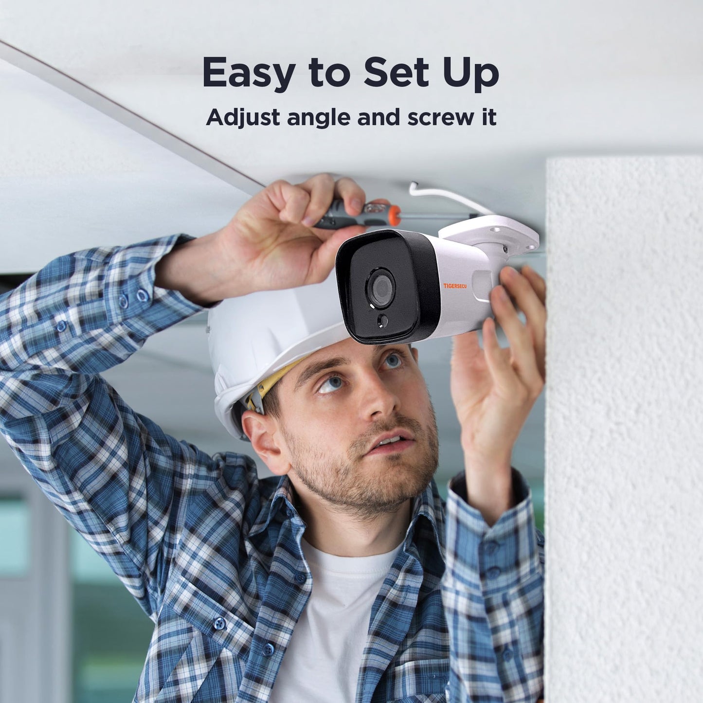 TIGERSECU 5MP Metal Long Range Security Camera for TVI, CVI, AHD, CVBS DVRs, Weatherproof for Indoor/Outdoor Use, Hybrid 4-in-1 with OSD Switch (Power
