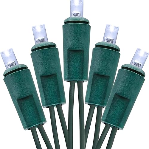 60 LED Mini Christmas Lights Cool White Green Wire String Lighting Indoor Outdoor Xmas Tree Garden Holiday Party Decor UL Certified Indoor & Outdoor