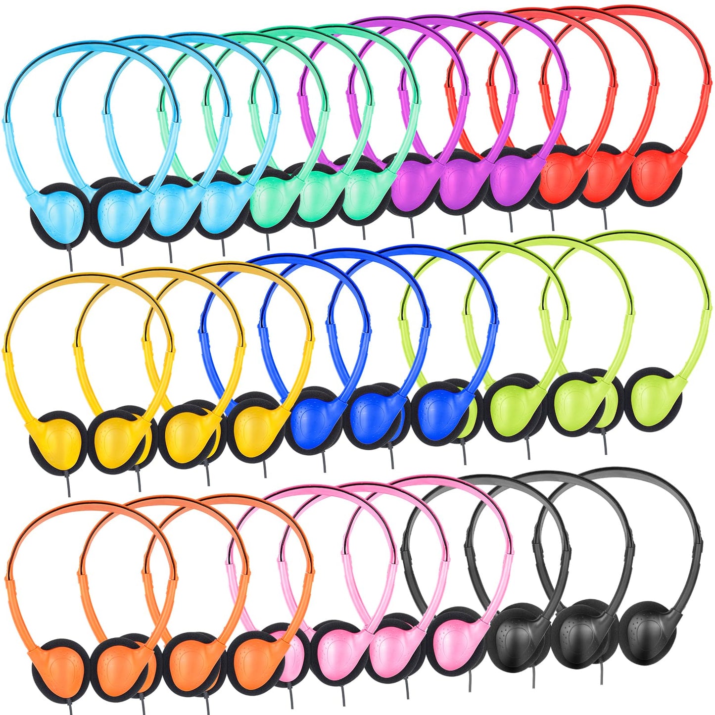 ZNXZXP 30 Pack Headphones Bulk for School Classroom,Wired Headphones for Students Teens boy Girl, Wholesale 3.5mm Jack for Library Airplane (Mixed…