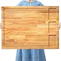 32x23.5inches Extra Large Solid Wooden Cutting Board and Stovetop Cover, 2 in 1 Stove Top Cover Chopping Board with Detachable Legs and Juice Groove…