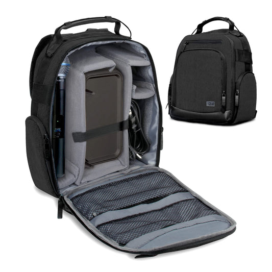 USA Gear Audio Equipment Backpack Fits Audio-Technica System 10, Shure BLX4 Microphone System, Sennheiser EW-DP & more Wireless Mic System - Wireless