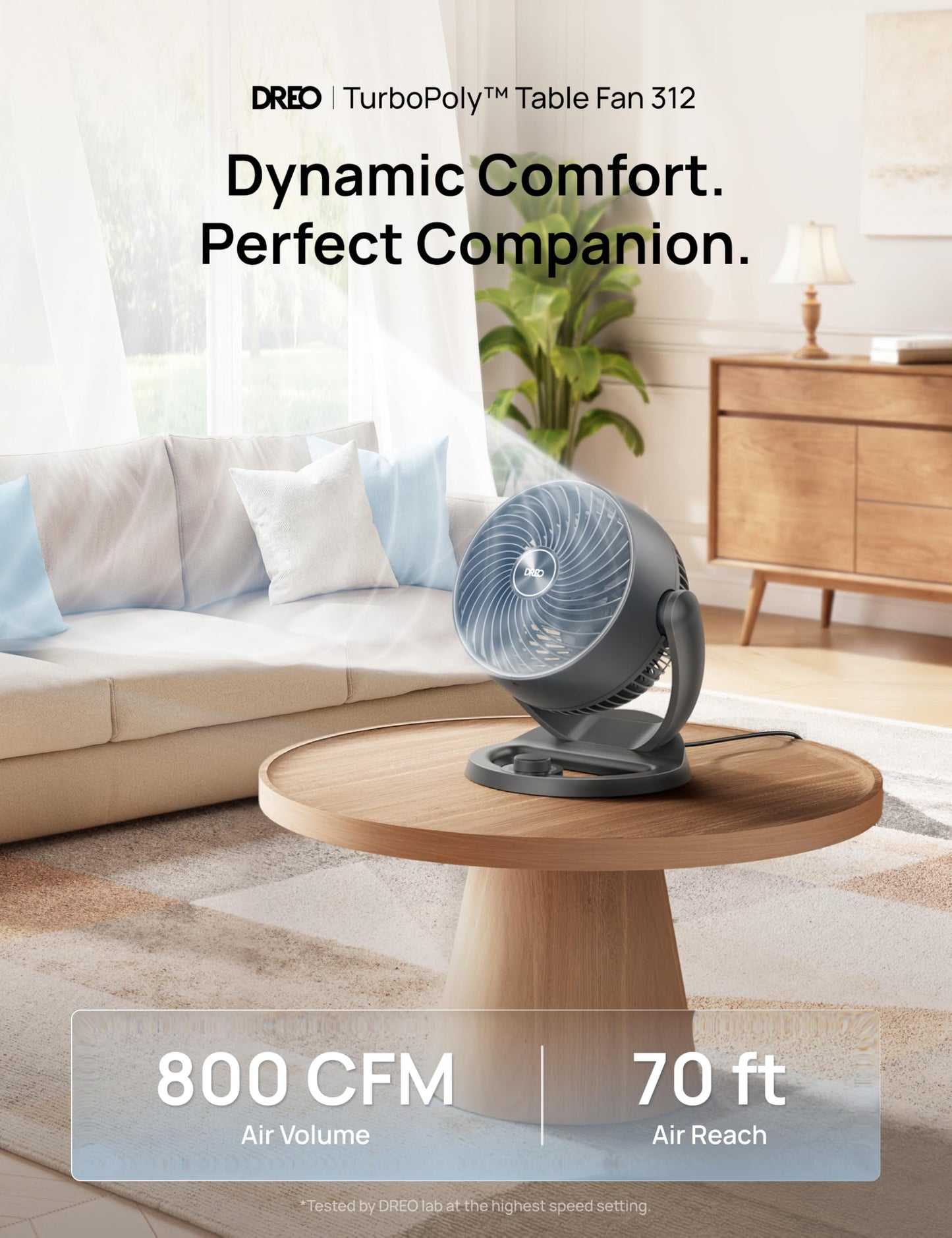 DREO Desk Fan, 12-Inch Air Circulator Fan for Bedroom, 70ft Powerful Airflow, 120° Tilt Adjustment, 25dB Ultra-Quiet, 3 Speeds Small Table Fan