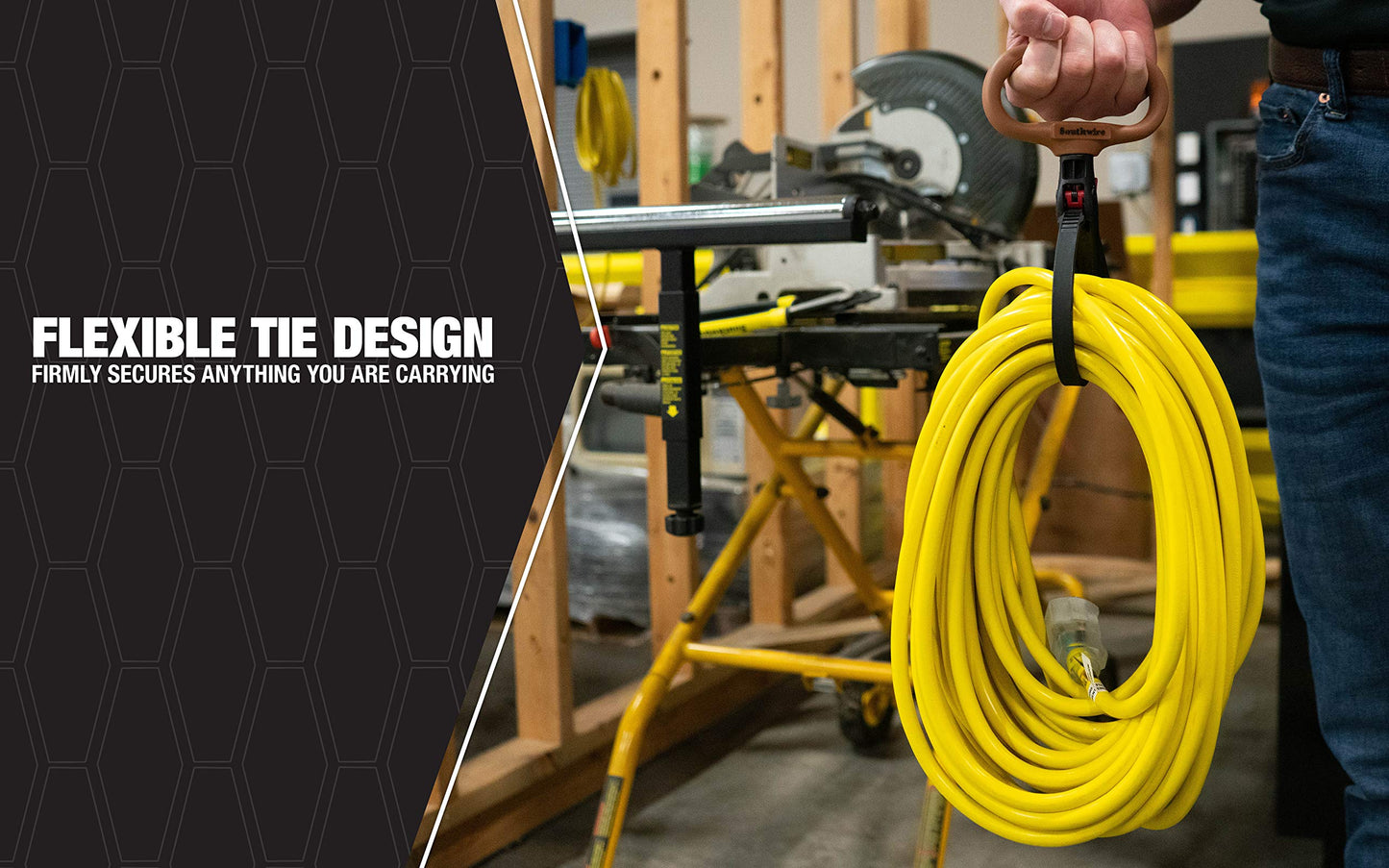 Southwire CLPT03 3-Inch Adjustable Heavy Duty Clamp Tie w/ Rotating Handle; Reusable Zip Down Cable; Brown
