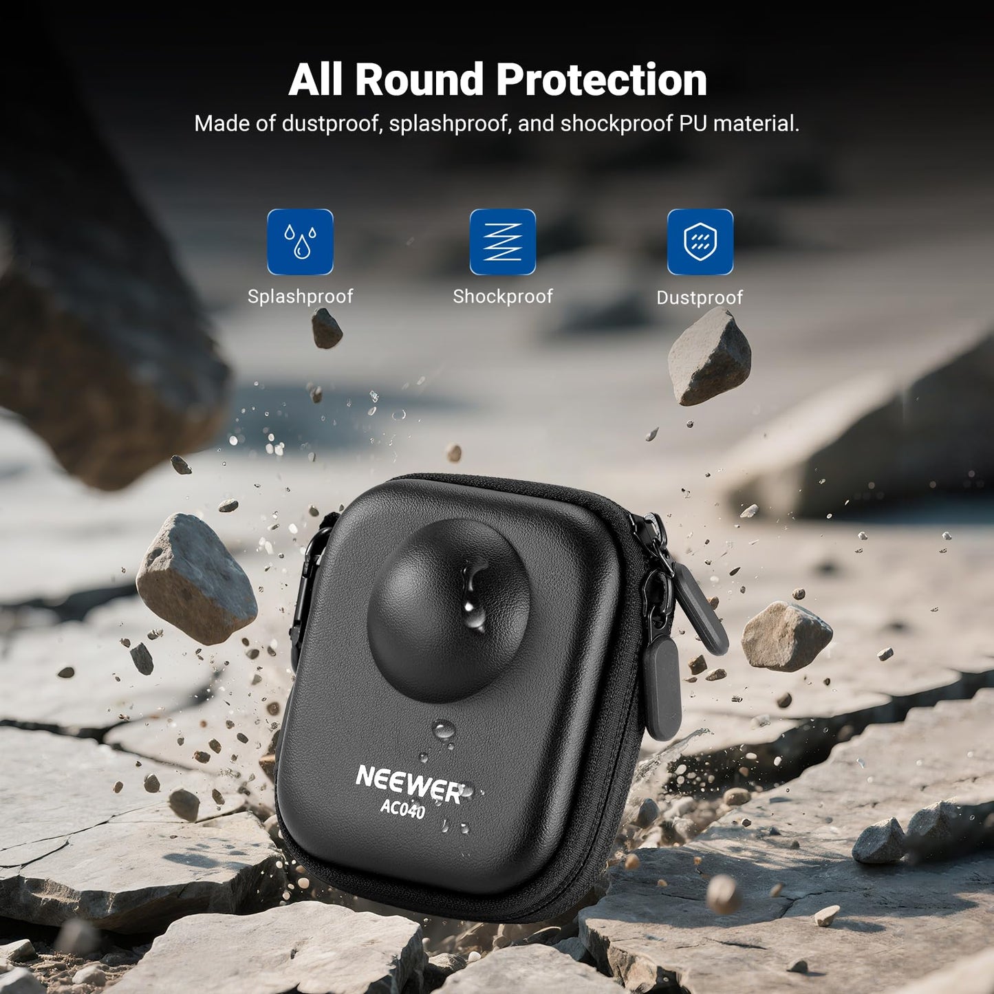 NEEWER Storage Case Compatible with DJI Osmo 360 Only, Protective Portable Splashproof Dustproof Travel PU Hard Shell Carrying Bag Action Camera