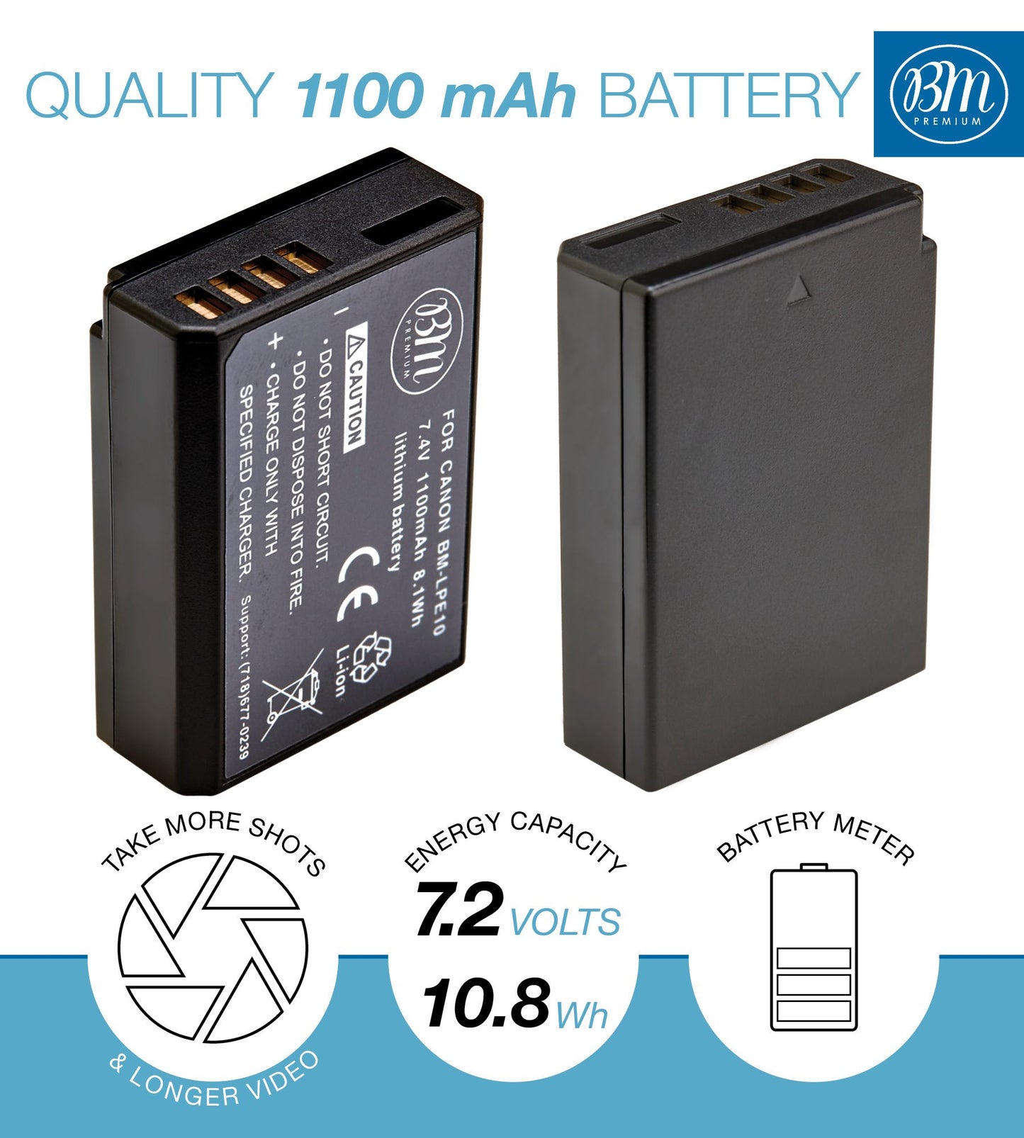 BM Premium 3 Pack of LP-E10 Batteries and Dual Bay Battery Charger for Canon EOS Rebel T3, T5, T6, T7, Kiss X50, Kiss X70, EOS 1100D, EOS 1200D, EOS