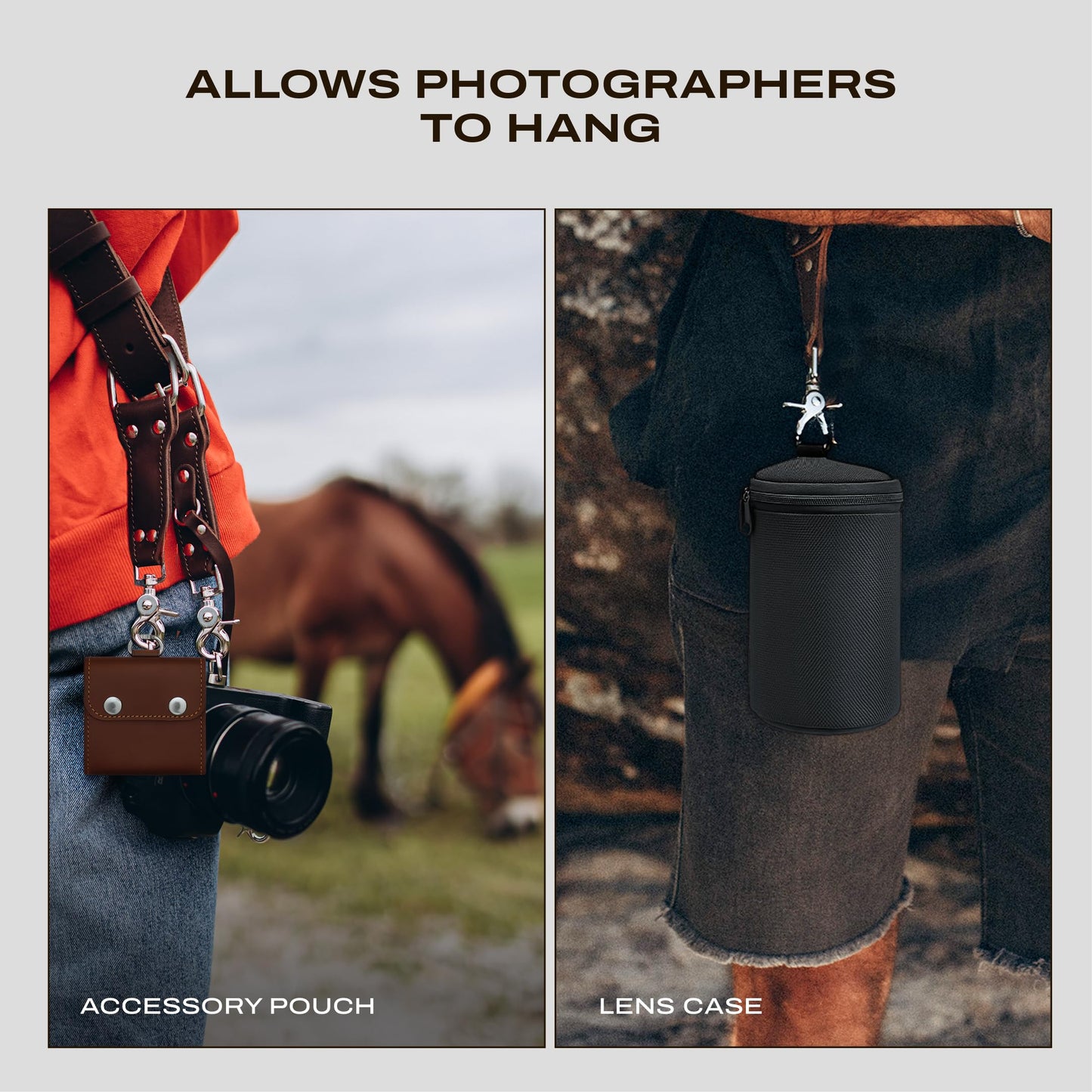 C Coiro Extra Attachments Single and Dual Camera Harness for Camera Bag, Sling Bag, Pouch, Lens Case Perfect Photography Accessories for Leather