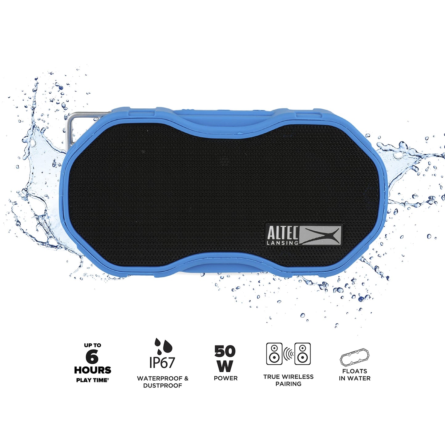 Altec Lansing Baby Boom XL - Waterproof Bluetooth Speaker, Wireless & Portable Speaker for Travel & Outdoor Use, Deep Bass & Loud Sound, 1 Pack, Blue